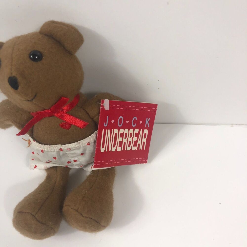Vintage Jock Underbear Teddy Bear Plush Doll Valentine's Day Toy with Tag - Picture 2 of 4